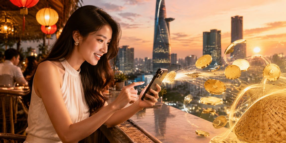 Người dùng tại TP.HCM sử dụng nền tảng 378 với nón lá truyền thống