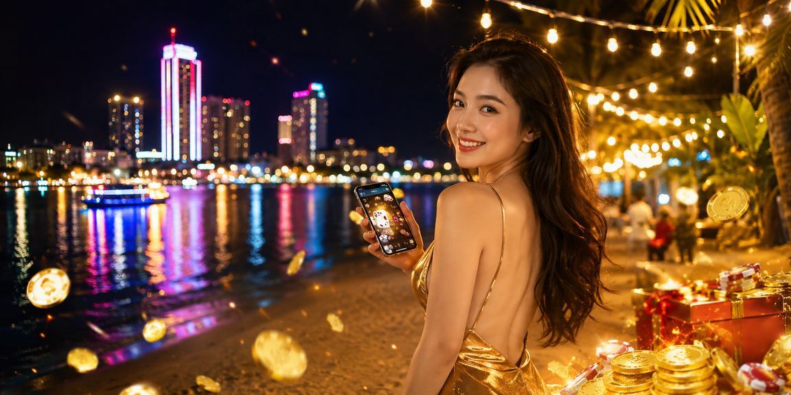 Người chơi tại chợ đêm Nha Trang tham gia trò chơi bài và giải trí trực tuyến