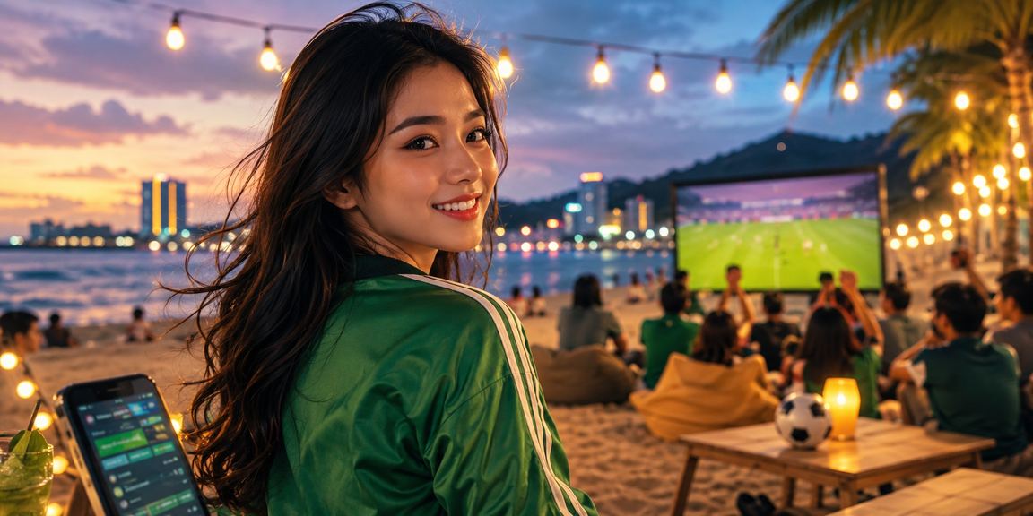 Người dùng cá cược bóng đá trên bãi biển Sài Gòn với điện thoại